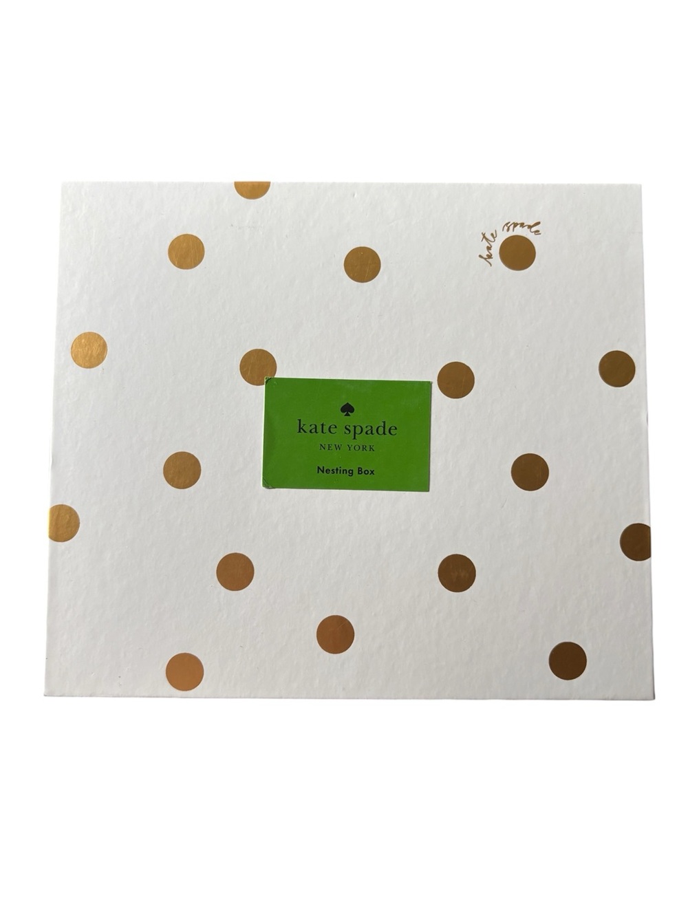 Kate Spade White & Gold Polka Dot Small Nesting Box